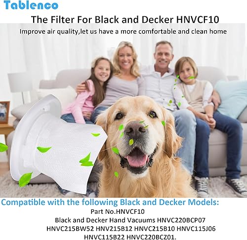 Miniatura 9 de Filtro de repuesto para aspiradora de mano inalámbrica Black and Decker Dustbuster QuickClean HNVC215B10 HNVCF10 - Lavable, compatible con