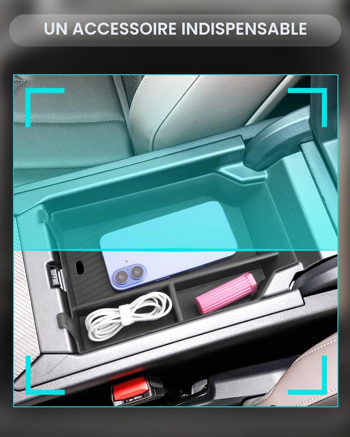 CDEFG Compatible avec BMW X3 G45 2025 2026 Facelift Boîte de Rangement de Voiture Accoudoir Console Centrale Organizer Conteneur pour Palettes X3 G45 2025 Accessoire