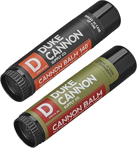 Duke Cannon - Bálsamo labial Cannon de 140 y paquete de protector labial táctico - SPF 30 y SPF 15, sabor a menta y menta fresca, paquete de 2