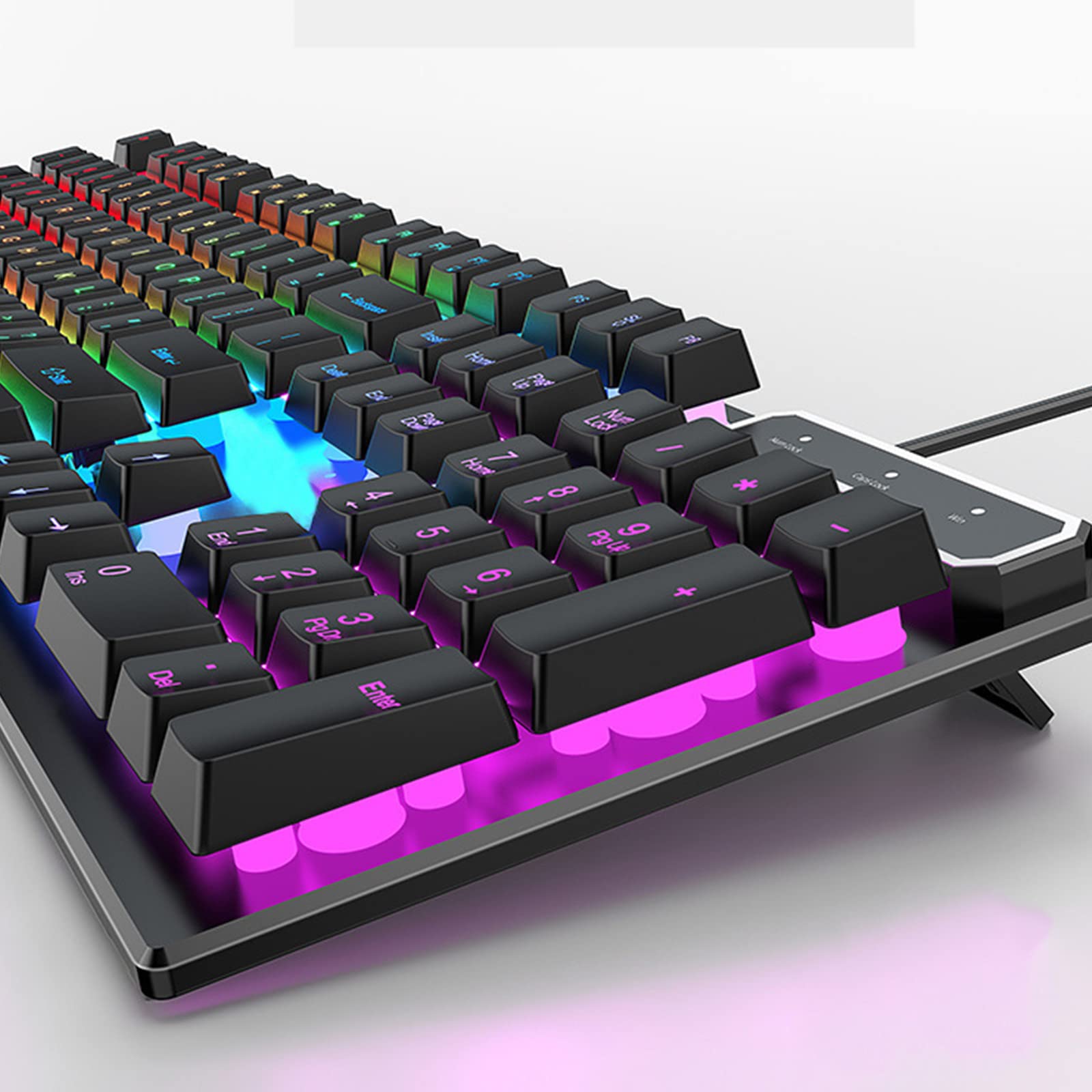 ADMLZQQ Mechaniczna klawiatura gamingowa z podświetleniem LED RGB, niebieskie przełączniki z funkcją Anti-Ghosting, 104 klawisze francuskiej klawiatury gamingowej AZERTY, przewodowa klawiatura USB do