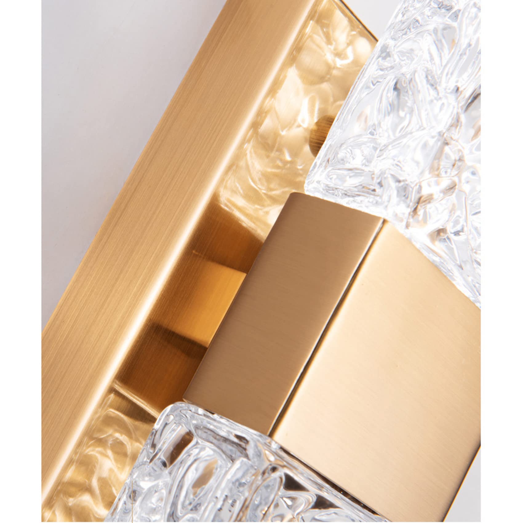 Apliques de pared 5W d | Lámpara de pared moderna de cristal con pantalla rectangular de vidrio con patrón de agua | Lámpara de vanidad para baño | Luminaria de decoración de(Luz neutral)