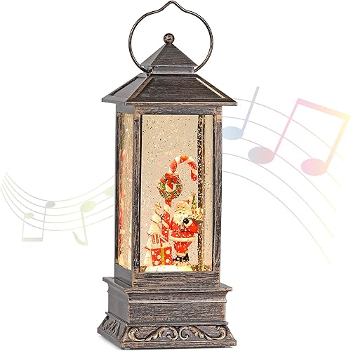 Linterna musical de globo de nieve de Navidad, linterna giratoria brillante de 12 pulgadas con temporizador de 6 horas, funciona con USB y funciona