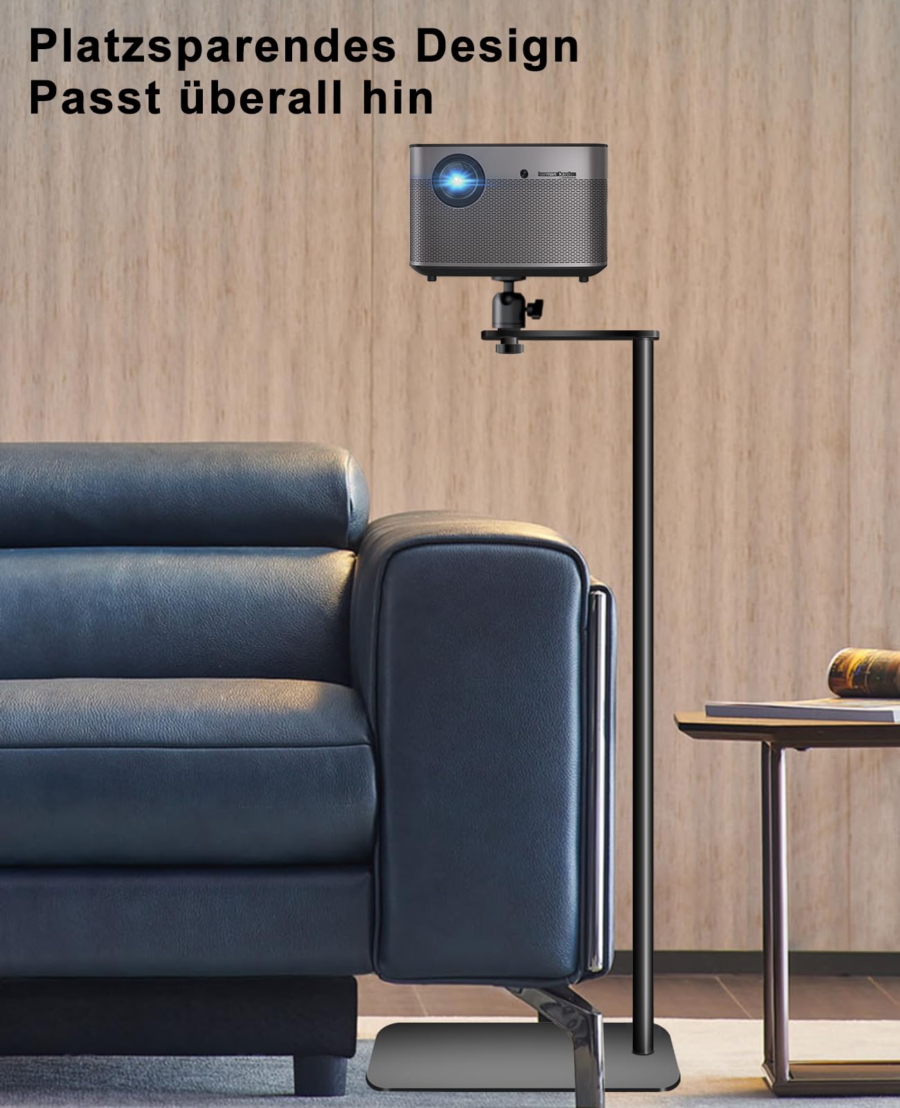 Supporto da pavimento per proiettore, 85/125 cm, orientabile a 360° | vite da 1/4", base in metallo a forma di L, per home theater, ufficio e presentazioni