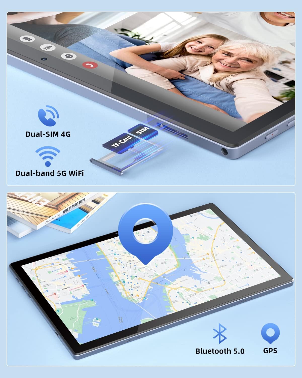 BENEVE Tablet 10 Pollici Android 12 Tablet 6GB RAM 128GB ROM 4G Dual SIM Tablet IPS HD Display 2.4G+5G WiFi 2.0GHz Quad-Core 13MP+5MP GPS Bluetooth Type-C 6000mAh BENEVE Tablet 10 Pollici Android 12 Tablet 6GB RAM 128GB ROM 4G Dual SIM Tablet IPS HD Display 2.4G+5G WiFi 2.0GHz Quad-Core 13MP+5MP GPS Bluetooth Type-C 6000mAh