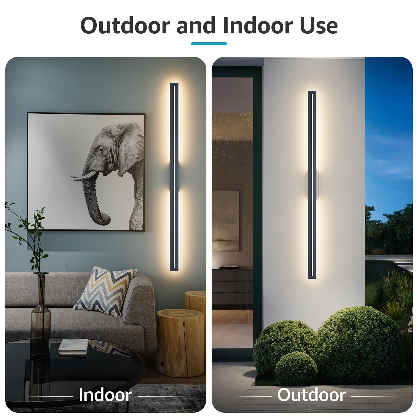 K-Bright Lampada da Parete Esterno/Interno LED 3000K Bianco Caldo IP54 Applique da Parete Esterno 120CM Moderno per Balcone Giardino Veranda Via Garage, Antracite