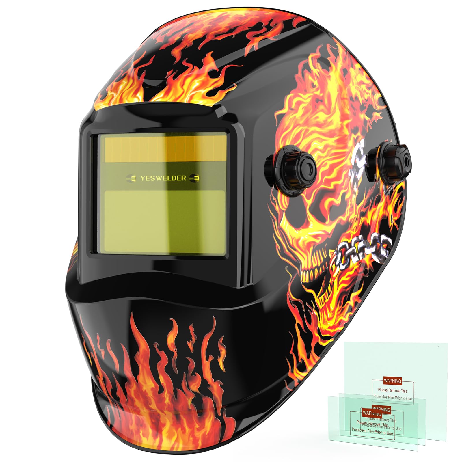 YESWELDER Auto Darkening Welding Helmet, Blue Light Blocking, 1/1/1/1 True Color Solar Powered Welding Hood with 2 Arc Sensors, Wide Shade 3.5/9-13 Welder Mask for TIG MIG ARC and Grind