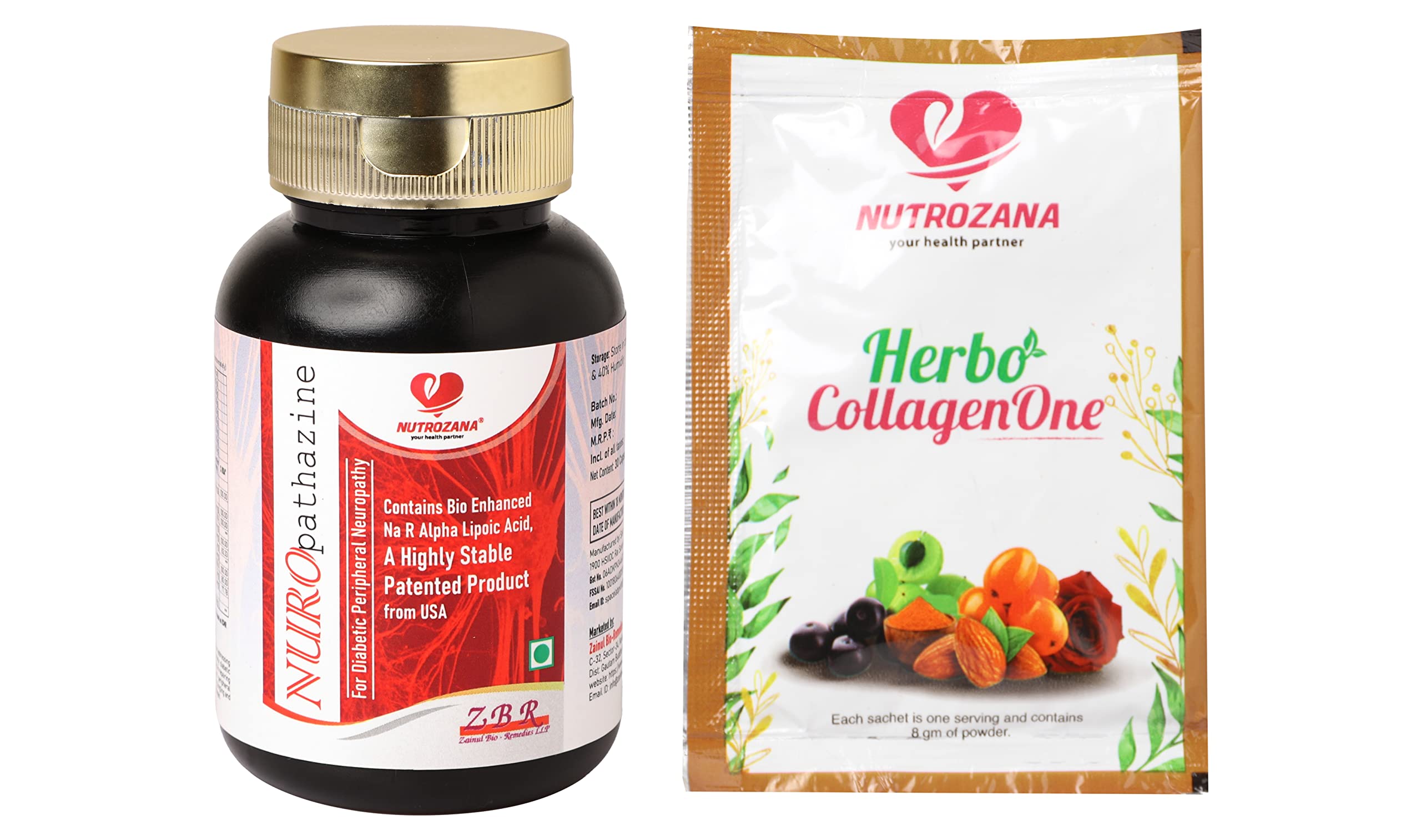 NUTROZANA NuroPathazine & Herbo CollagenOne combo pack set of 2