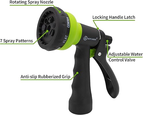 Miniatura 5 de AUTOMAN - Manguera de jardín de etilvinilacetato EVA, varios colores disponibles, manguera de agua rizada incluye boquilla de pulverización de 7