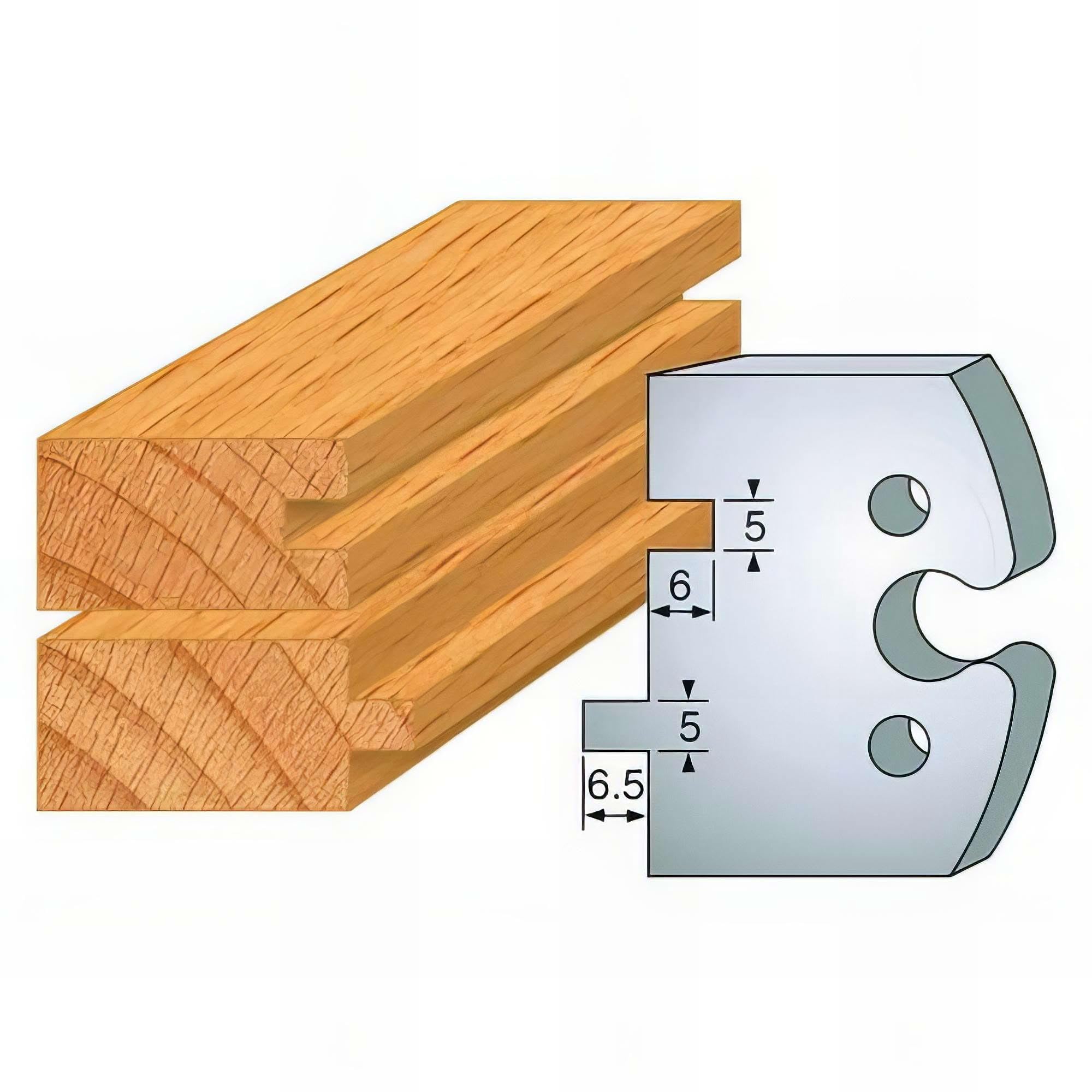 201 : jeu de 2 fers rainure languette 5 mm pour porte outils entr axe 24 mm