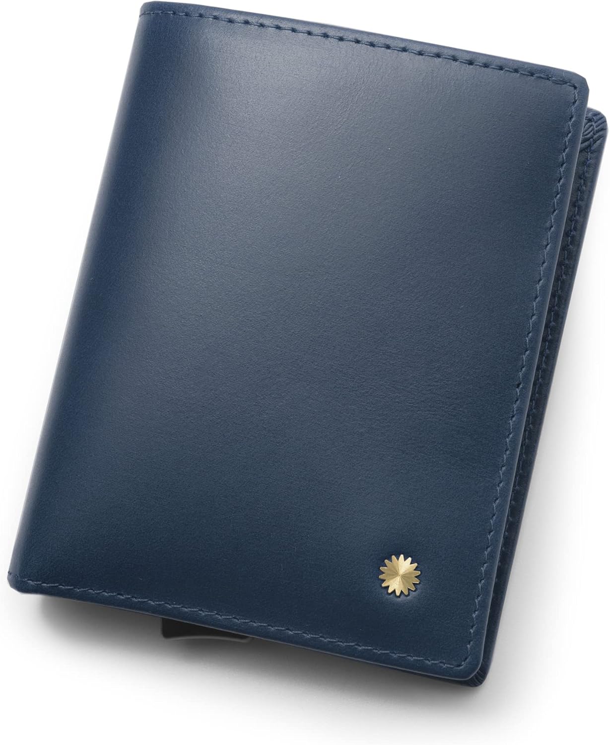 Genuine Leather RFID Blocking Cardholder Wallet - Saffiano Bifold With Card Slider (Black)