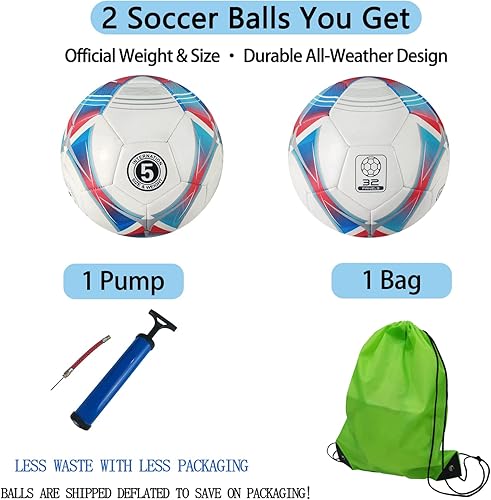 Vista 4 de UUBEMM Juego de pelotas de fútbol deportivas con bomba y bolsa de transporte de regalo para principiantes, niños, jóvenes adolescentes, adultos