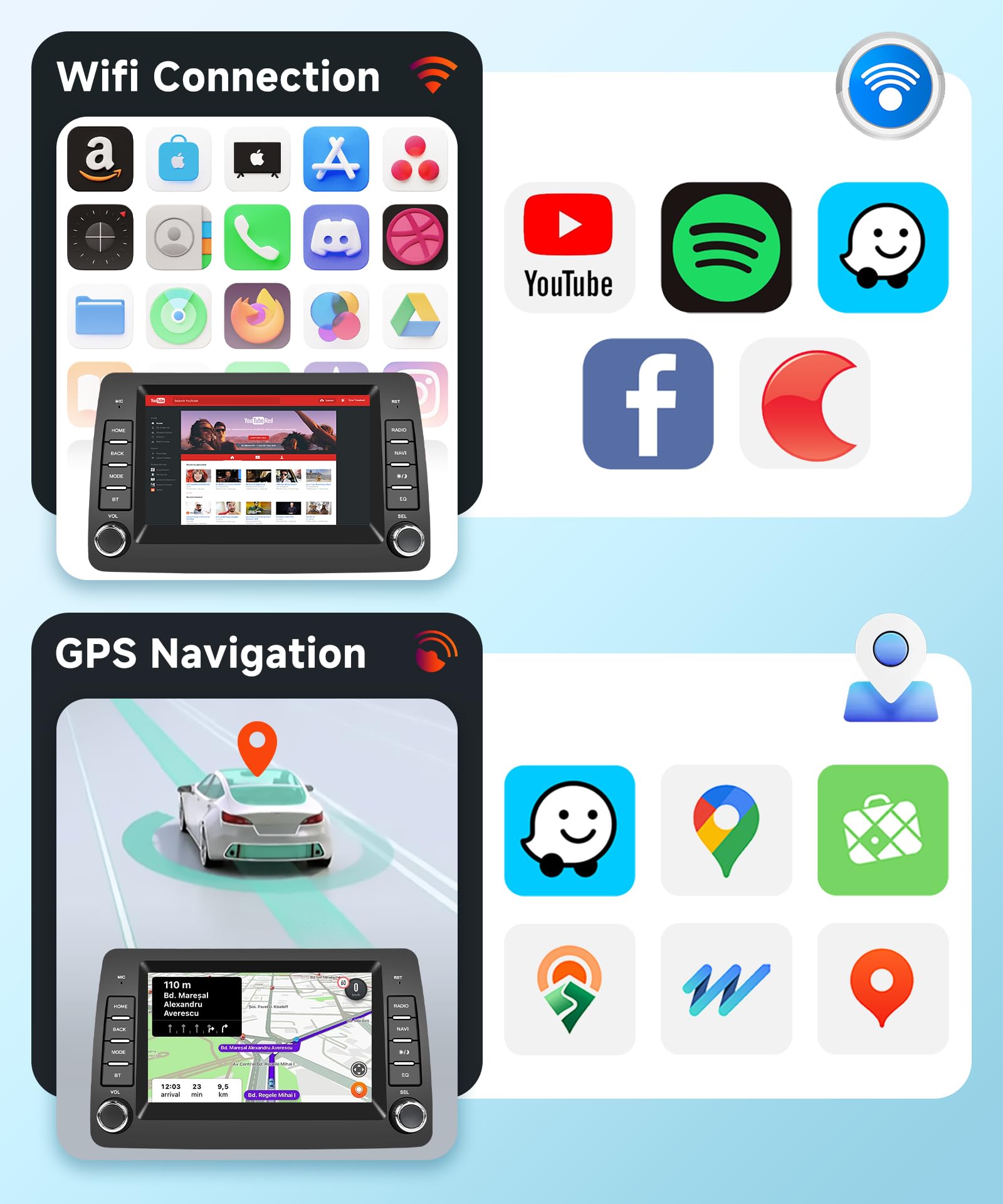 【2+64G】Hodozzy Carplay Autoradio per Fiat Panda 169 2003-2012,7 Pollici Stereo auto Bluetooth con Android Auto/WiFi/GPS/RDS/FM/USB+Telecamera Retromarcia
