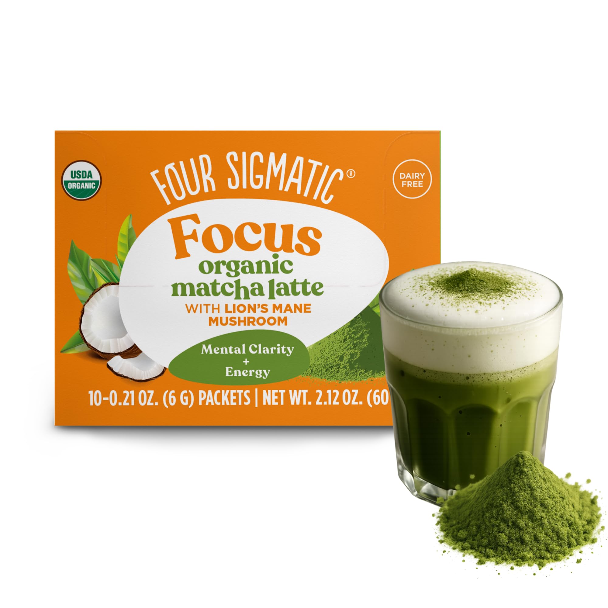 Four Sigmatic Mix Lions Mane Organic 10 Count , Matcha Latte, 2.12 OunceUSDA Organic