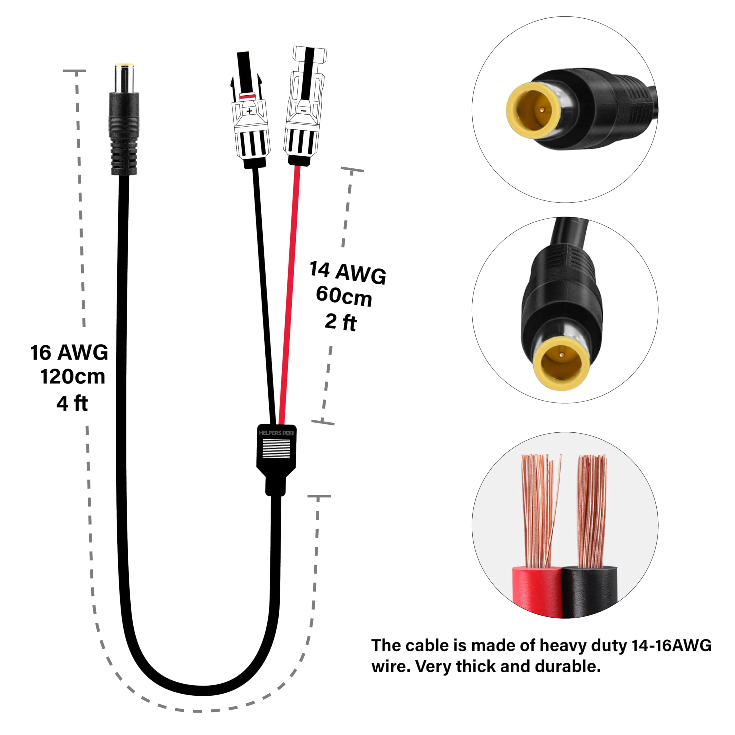 Câble Extension DC7909 8mm 3M 16AWG - Adaptateur Alimentation Solaire Pour Jackery Bluetti Power Station