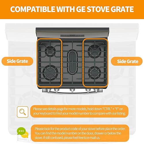 Miniatura 3 de WB31X27151 - Rejilla de estufa de repuesto para piezas de estufa GE de 19.6 x 10 pulgadas, WB31X24736, rejilla de hierro fundido, rejilla de