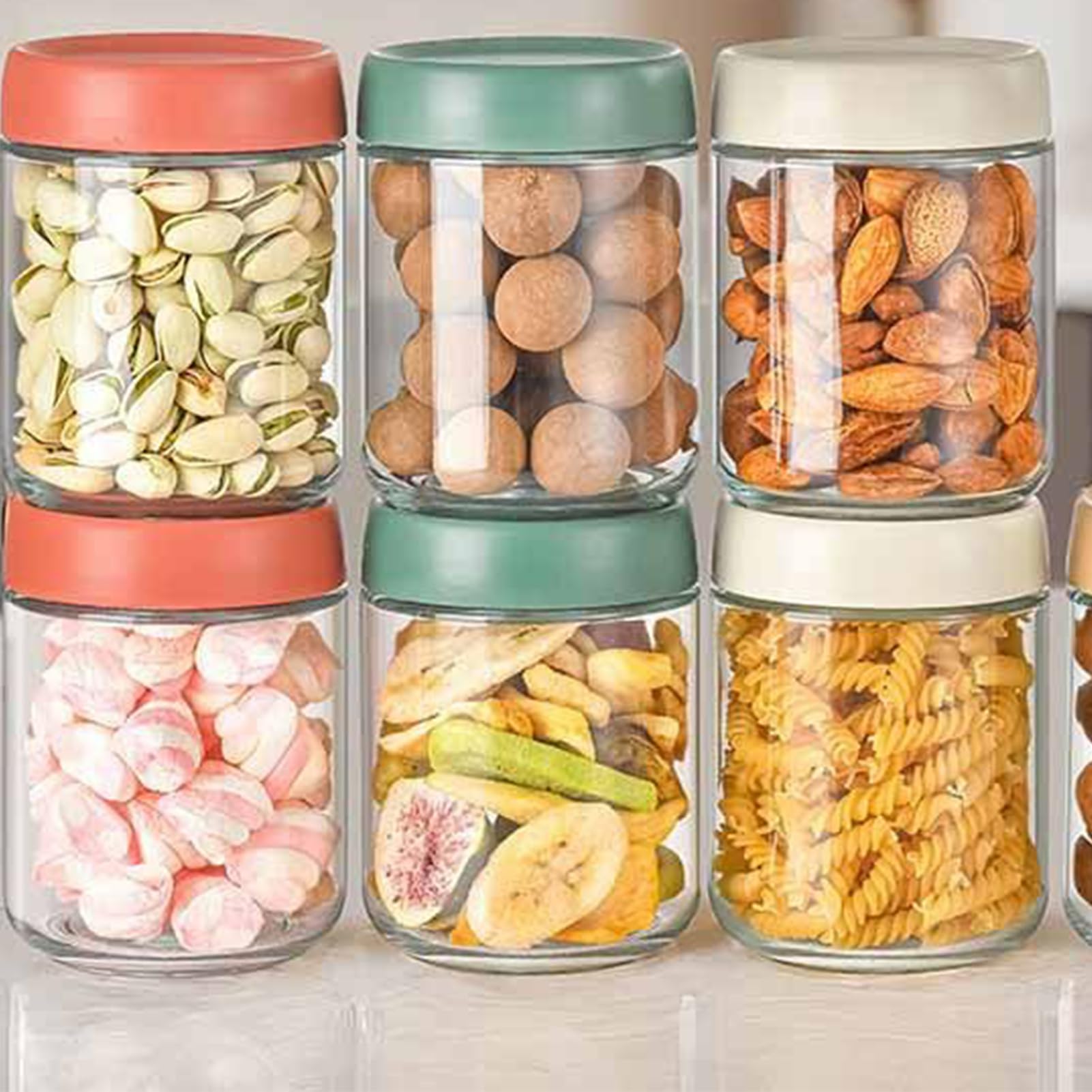 Pot À Overnight Oats 4 Bocaux en Verre Hermétiques 450 ml avec Couvercles