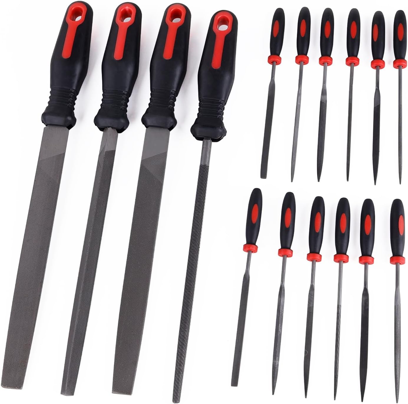 16Pcs Metal File Set, Flat, Half Round, Round and Triangular Diamond Files and 12 Pcs Needle Files for Metalworking and Woodworking with Carry Case TS/CD-01