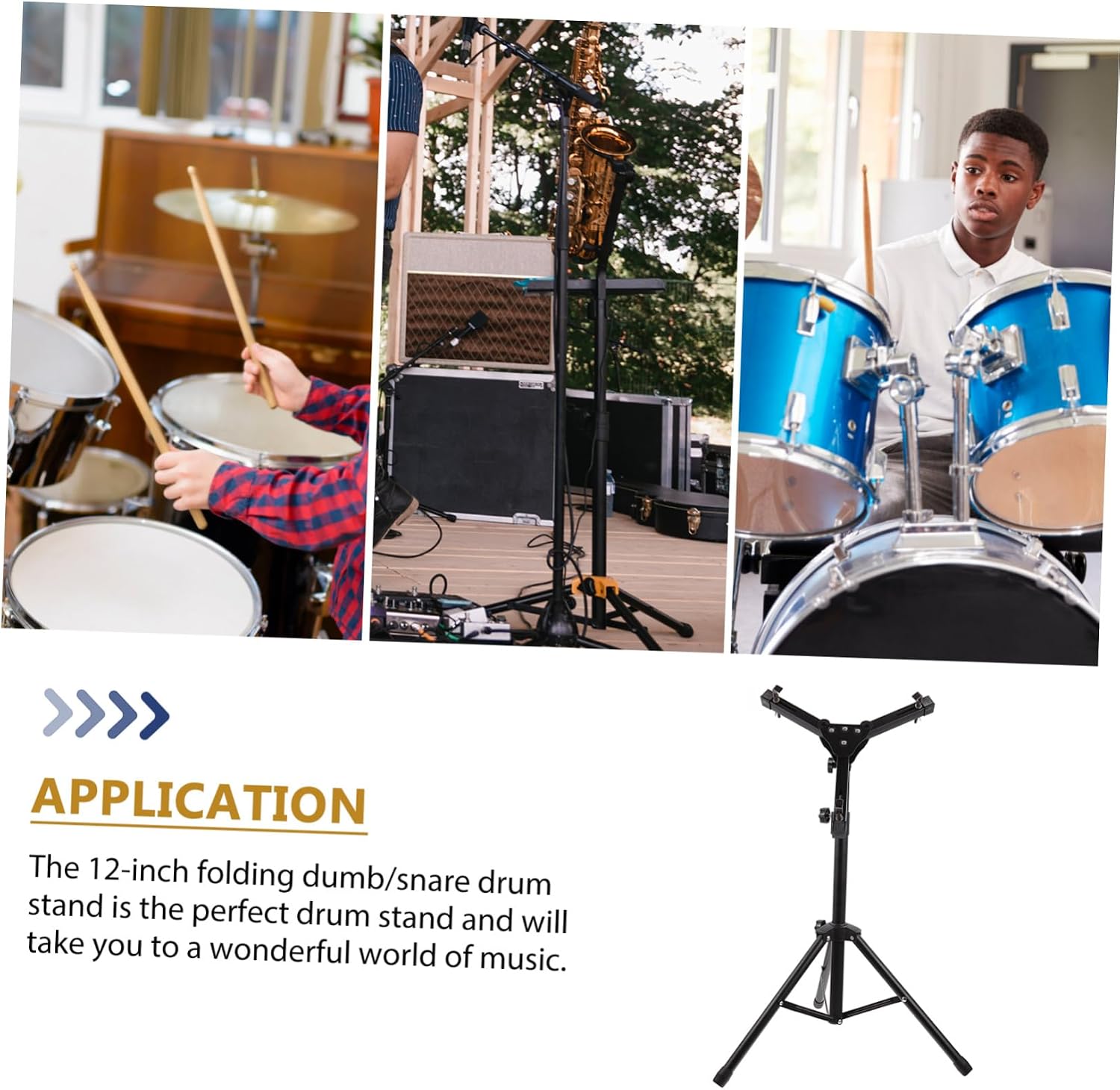 FAVOMOTO 1set Drum Rack Alloy Practice Stand Non- Mat for Drummers Height Portable for Indoor Use Black Color