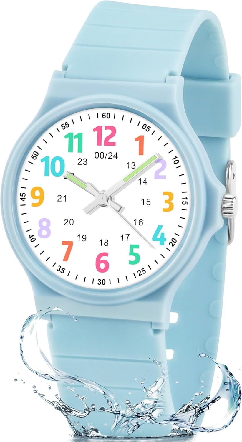 Juboos Kids Watch Analog for Boys Girls Toddler, 3ATM Waterproof Wirstwatch Learning Time and Easy to Read