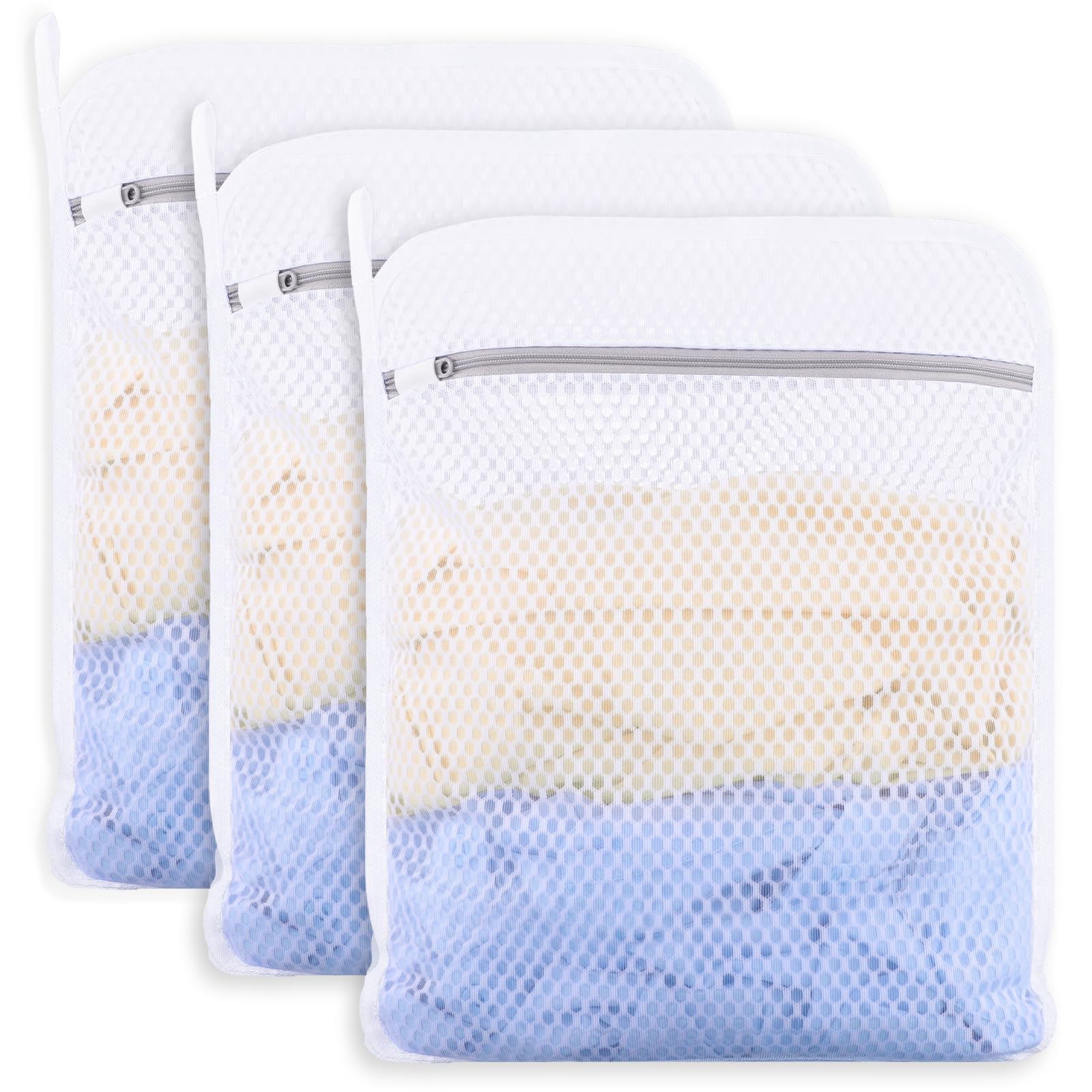 Dntorx 3 Stück Wäschesäcke mit Wabenstruktur, 30 x 40 cm Wäschenetz für Waschmaschine Wäschesack Waschmaschine mit Reißverschluss Wäschebeutel für Feinwäsche BH Socken Unterwäsche