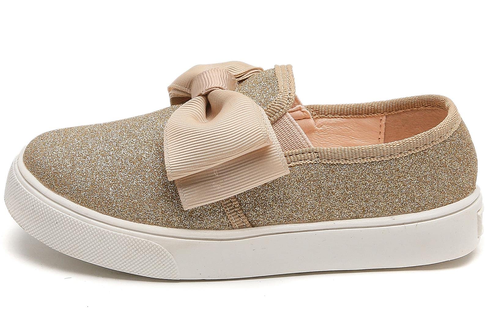 PPXID Mädchen Loafers Bequem Sneaker Glitzer Mary Jane Halbschuhe