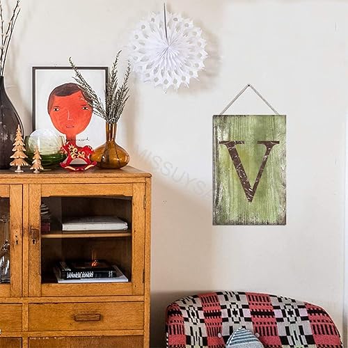 Vista 71 de Letrero colgante de madera con letra J, letrero de madera para decoración del hogar, 26 letras del alfabeto de metal, placa de madera, decoración