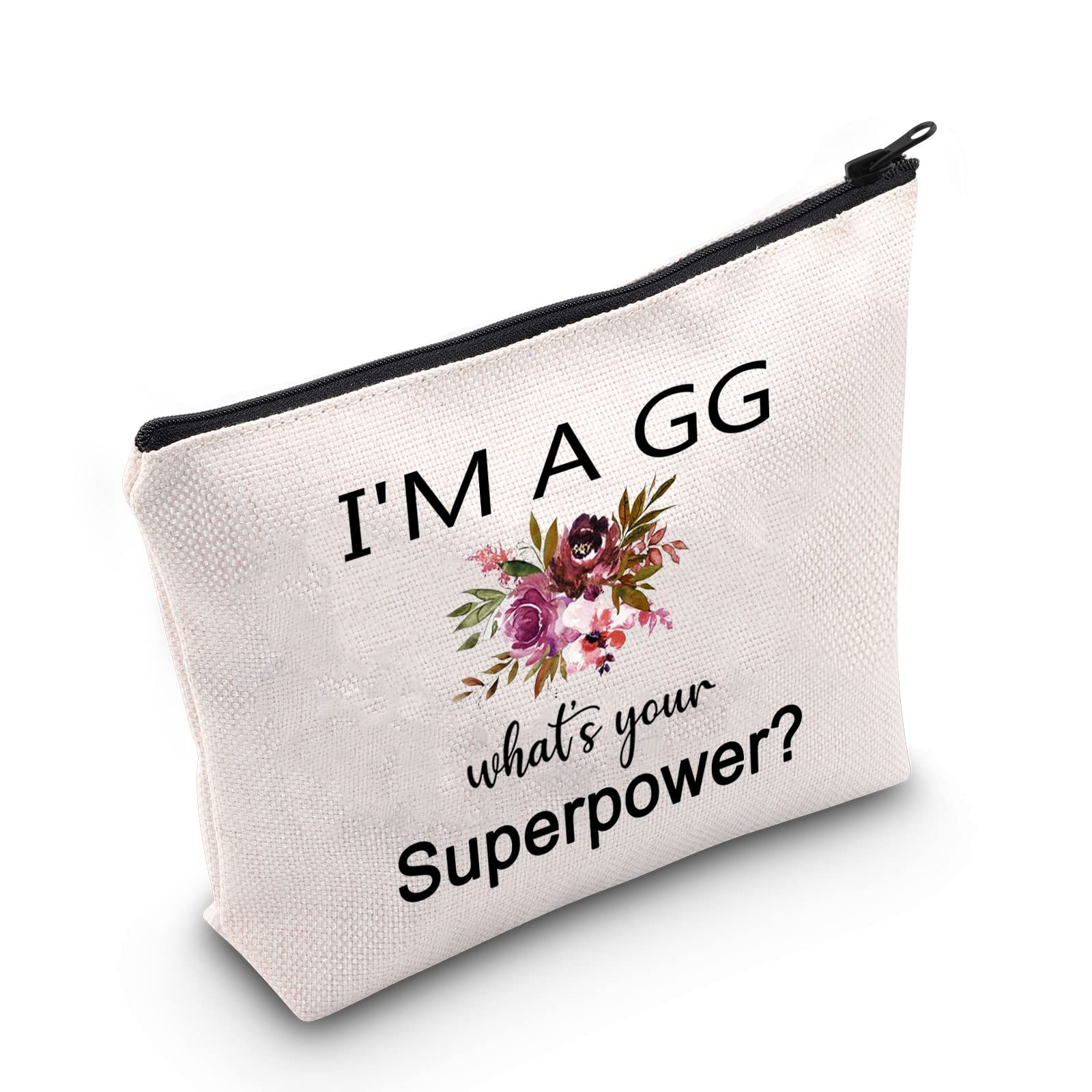 G2TUP Gigi Gifts for Grandma Makeup Bag I'm a GG What's your Superpower Cosmetic Bag Grandma Birthday Gift Grandparents Gifts from Granddaughter