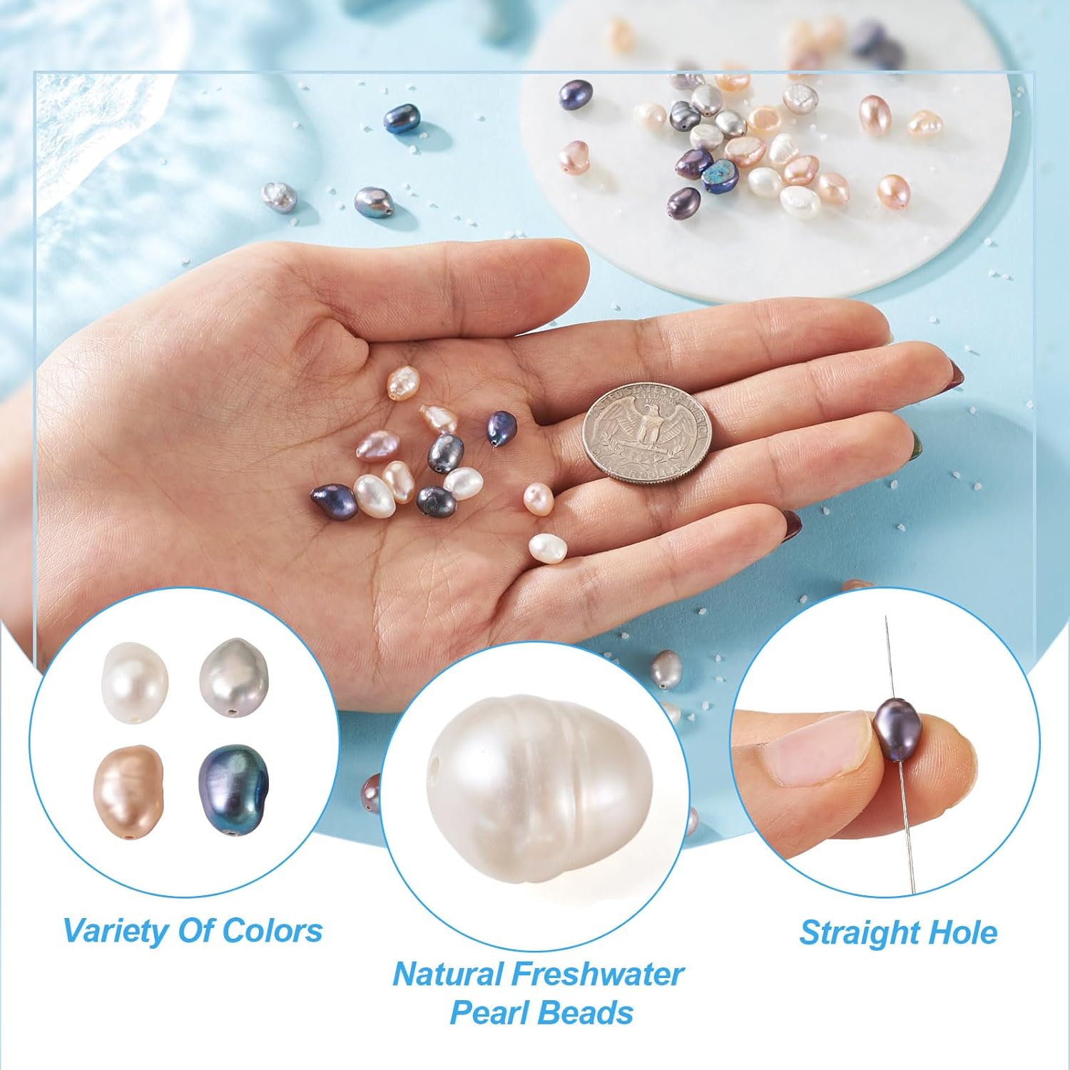 100Pcs Natural Pearl Beads for Jewelry Making Cultured Freshwater Pearl Beads 4-6mm Mix Irregular Oval Rice Loose Pearls for Necklaces Bracelets Earrings Hole 0.5-0.7mm