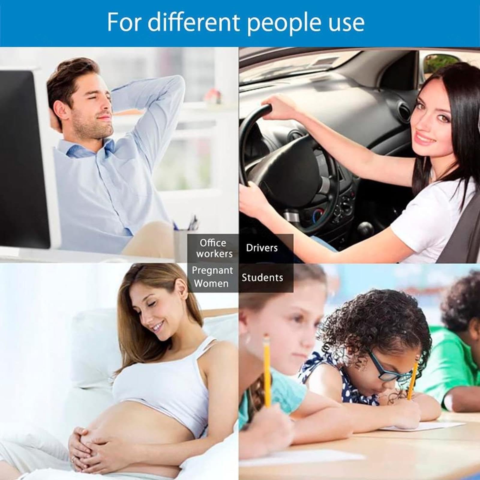 HAZARA Cojin Antiescaras, Cojín Silla Oficina Lavable Ergonómico, Cojin Coche para Cadera,Cóccix,Ciática,B-Black