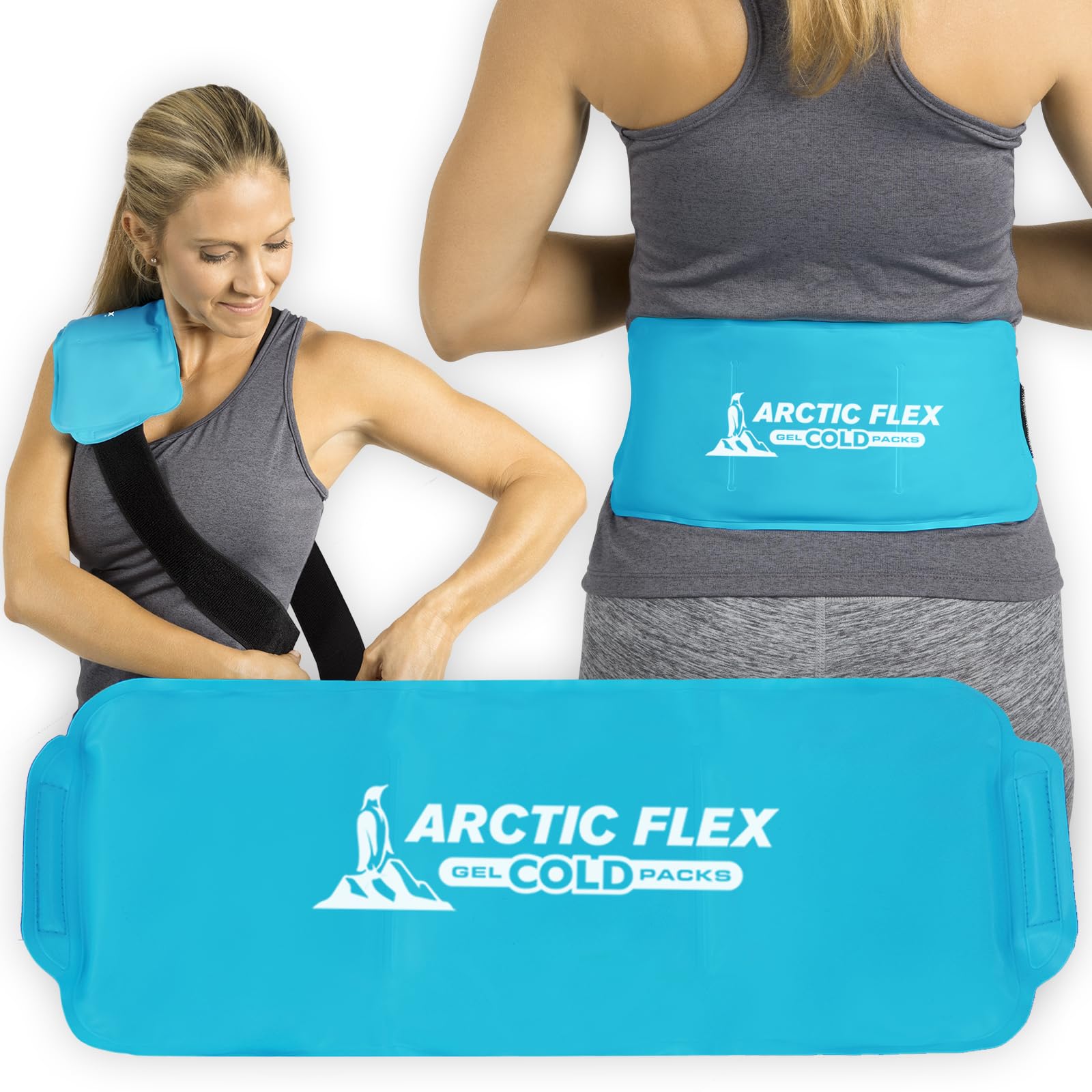 Arctic Flex Reusable Hot & Cold Gel Ice Pack Wrap with Strap - Hot & Cold Therapy Gel Ice Pack Wrap for Injuries, Pain, Shoulder, Knee, Back, Elbow & Foot - Flexible Wrap Around Cold Pack & Compress