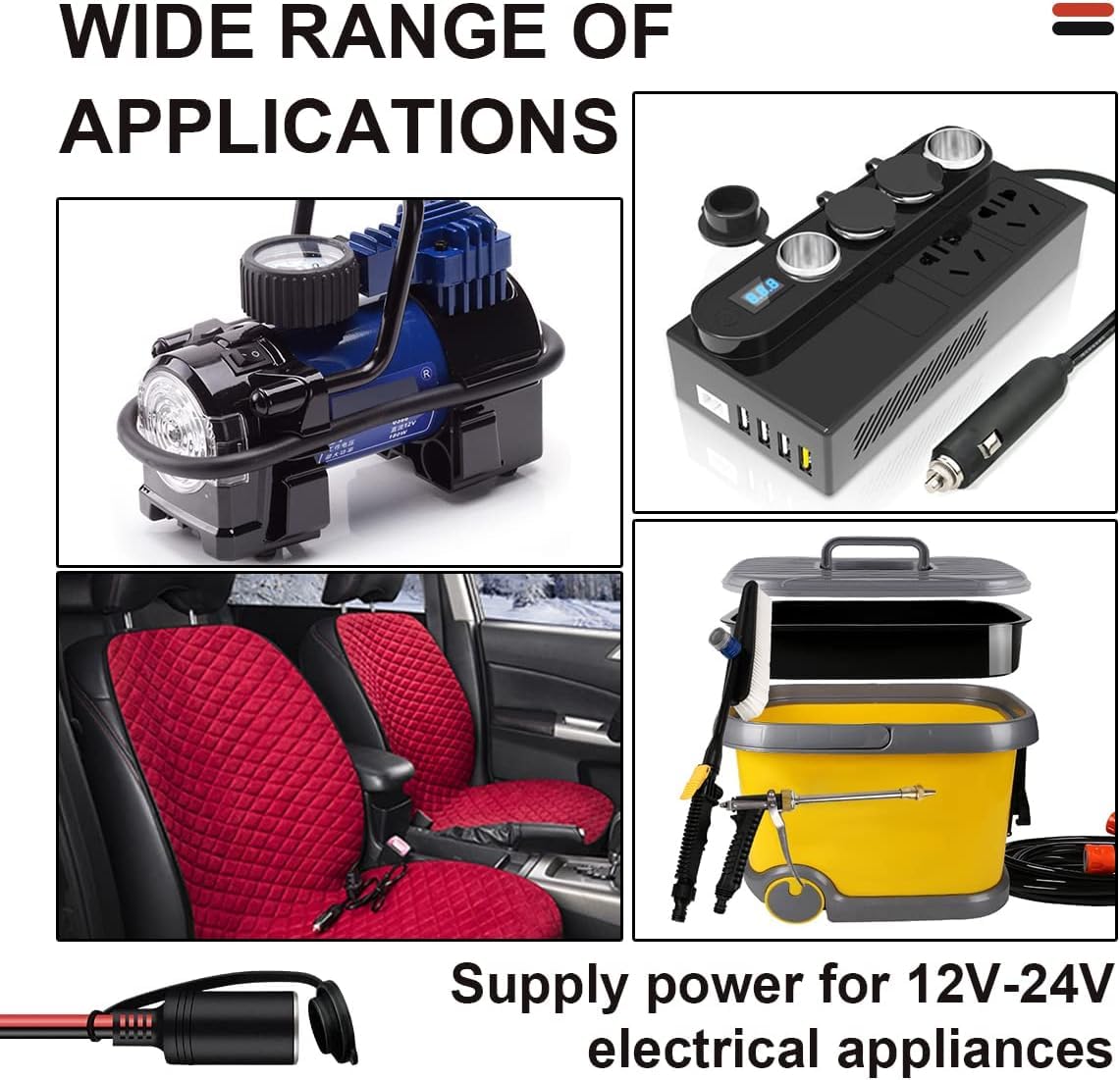 Cavo Di Prolunga Per Batteria Da 60 Cm  2 Piedi  Con Connettore Femmina Per Accendisigari Auto 12v24v Morsetti A Coccodrillo E Morsetto Per Batteria Auto 95236853