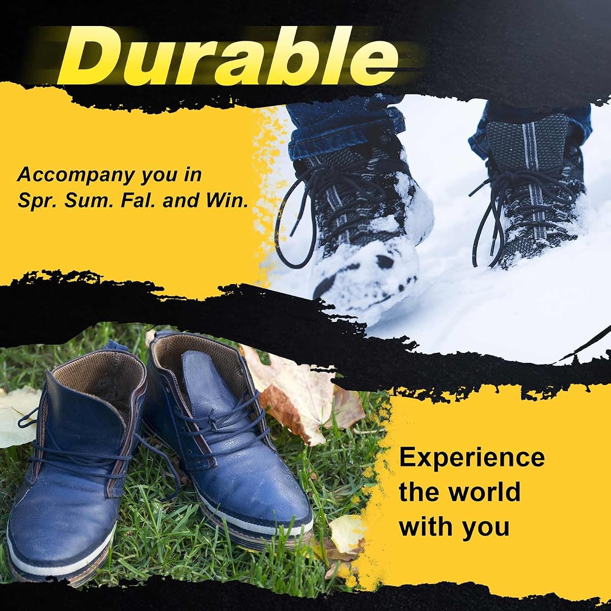 VSUDO Round Boots Laces, 4mm Diameter Outdoor Work & Hiking Shoe Laces for Boots, Premium Round Shoelaces for Trainers Shoes — view 4