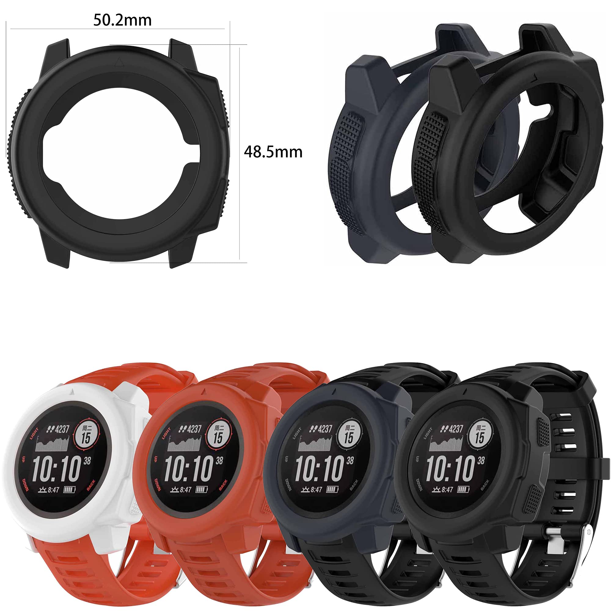 Pasek z etui kompatybilny z Garmin Instinct dla kobiet mężczyzn, klasyczny miękki silikonowy pasek do zegarka Garmin Instinct Tide / Tactical/Dual/Power Surf/Power/Esports Watch (czarny pasek +