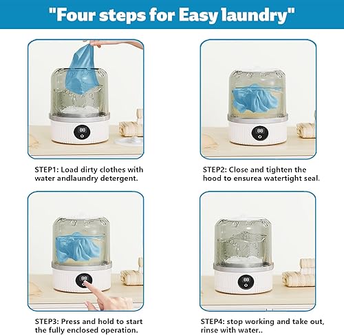 Miniatura 6 de Lavadora de ropa interior, mini lavadora portátil, lavadora inalámbrica recargable para viajes, apartamento, dormitorio, caravana, hotel