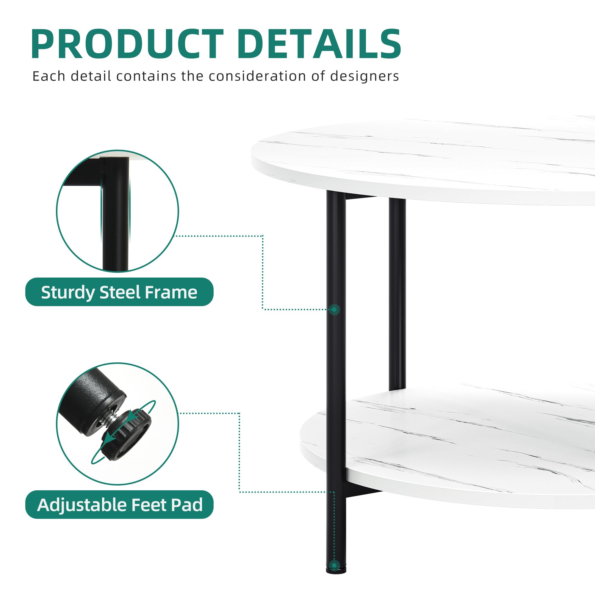 Wohnzimmer Tisch Rund YITAHOME Couchtisch 2er-Set R Produktbild-Vorschau 9