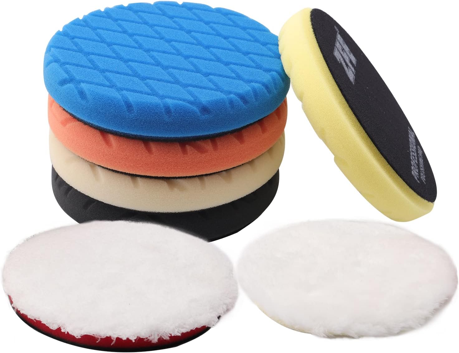 ZFE Buffing Polishing Pads, 7Pcs 7"(180mm) Waffle Foam