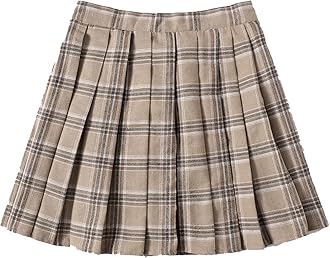 WDIRARA Pleated Skirts for Women Y2k Mini Skirt High Waist A-Line Uniform Skorts Plaid Cheer Skort
