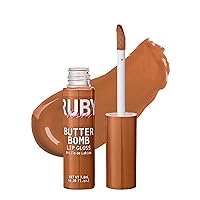 Vista 9 de Ruby Kisses Brillo de labios Butter Bomb Gloss, brillo de labios no pegajoso, vitamina E, tono natural desnudo, maquillaje de labios - 7.8mL