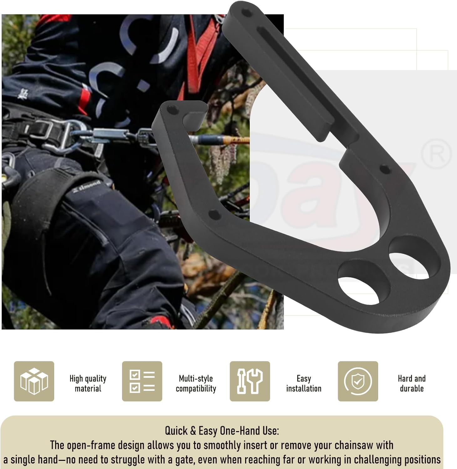 Karbay 2-Pack Aluminum Tree Hook for Shembiner XL – One-Hand Operated, Open-Frame Design for Easy & Secure Chainsaw/Tool Mounting, Durable, Stable and Reliable – Resists Slippage in Any Position