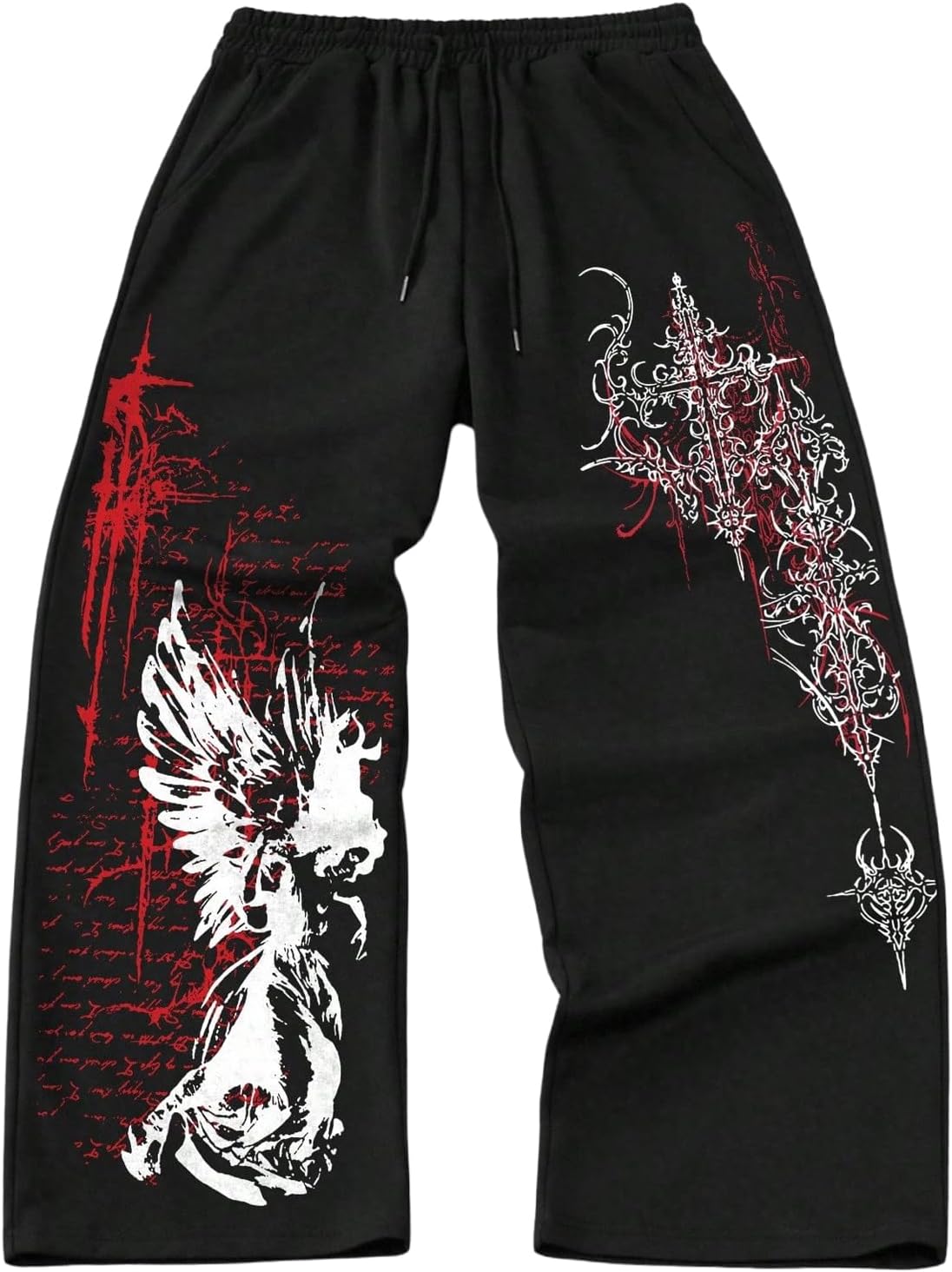 SHENHE Men's Graphic Cross Print Flare Sweatpants Drawstring Gothic Y2k Casual Pants