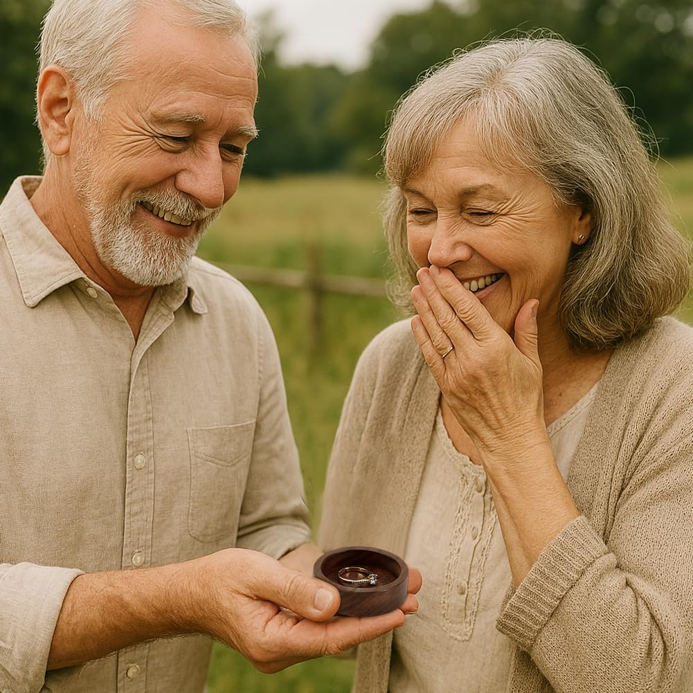 PH PandaHall Ringbox Aus Walnussholz - Elegante Schmuckpräsentation Mit Gravur Für Eheringe & Schmuckstücke