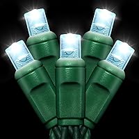 Vista 12 de Cadena de luces LED de 25 pies, 50 L, 6 pulgadas de espacio, cable verde, rojo y verde