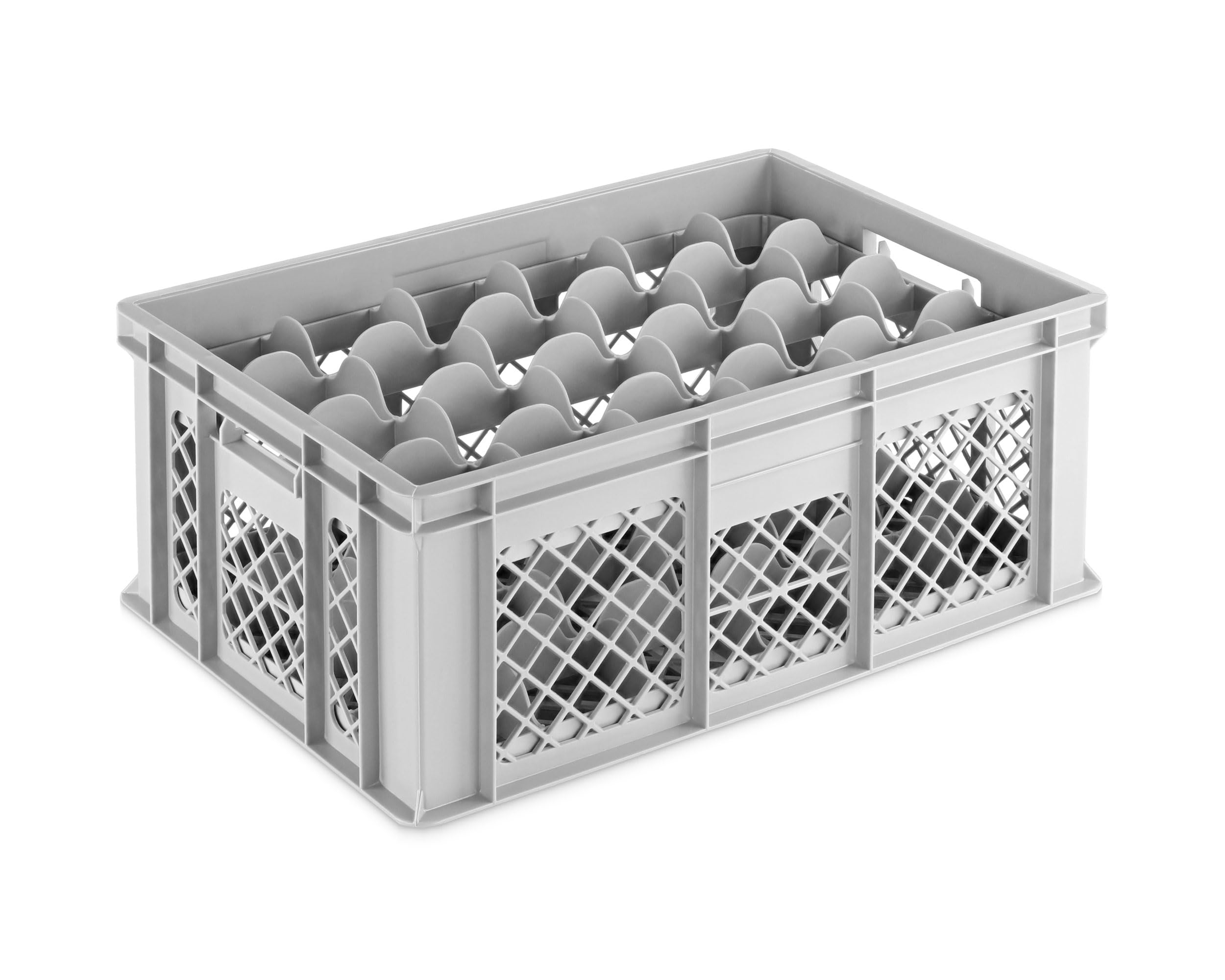 DIE BOX FABRIK Gläserkiste 600x400x240mm mit Einsatz für verschiedene Einsatzzwecke, Gläserkasten, Gläserkorb (24 Gläser 6x4)