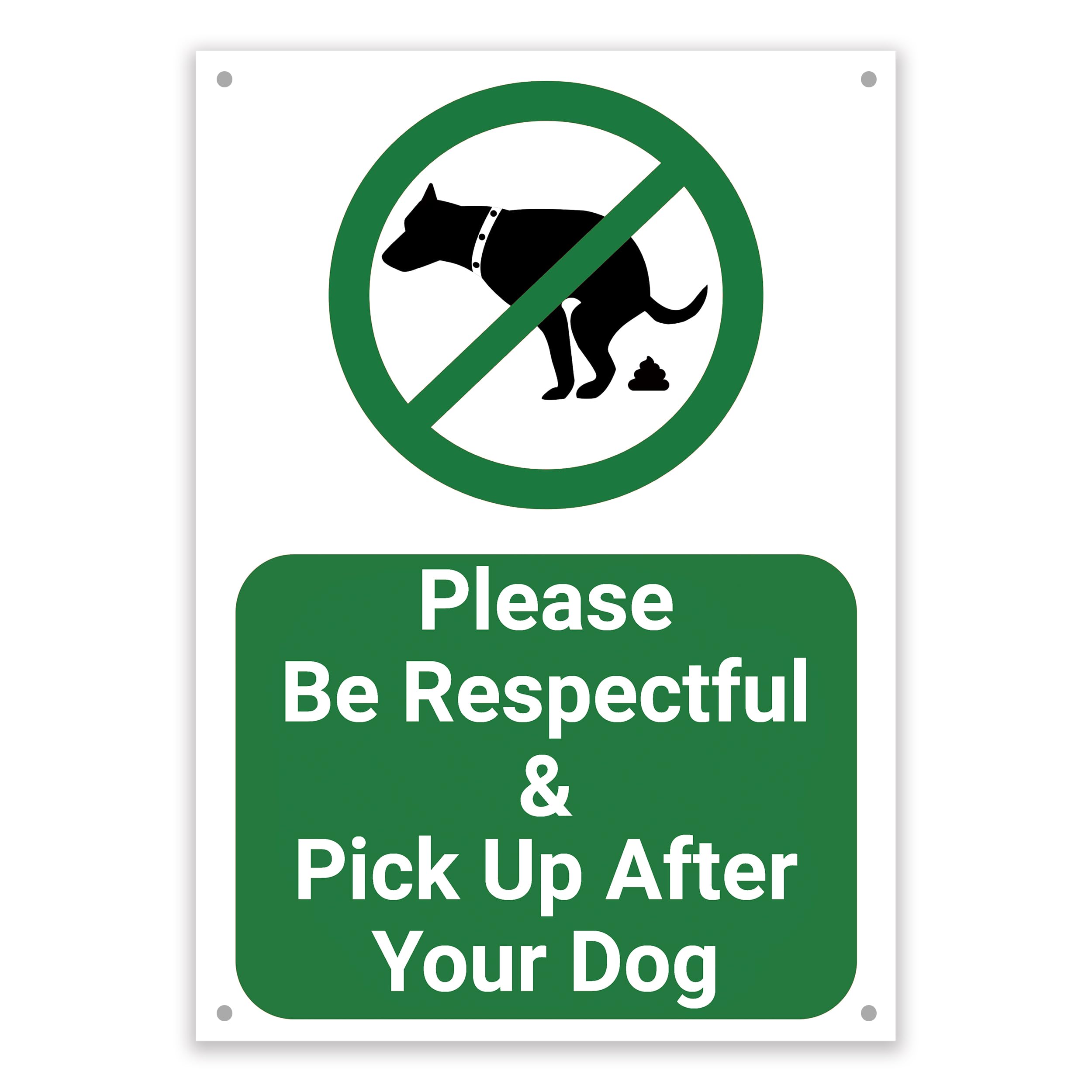 Pick Up After Your Dog Sign – Durable 1mm PVC, Rust-Proof & Weatherproof Outdoor Pet Waste Notice for Gardens, Parks, Paths – Multiple Sizes & Colours No.038 (Green, A4 (210mm x 297mm) – Holes)
