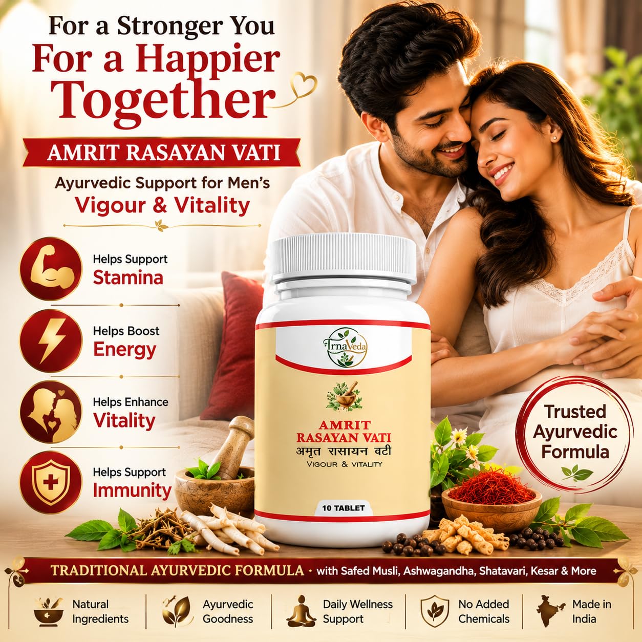 Amrit Rasayan Vati Gold Tablet for Men | Herbal Energy & Stamina Support Supplement | 10 Tablets — Amazon image 5
