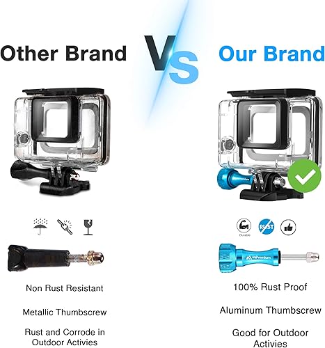 Miniatura 2 de MiPremium Carcasa impermeable para GoPro Hero 7 6 y 5, color negro. Accesorios de montaje en jaula de protección subacuática Tornillo de aluminio y