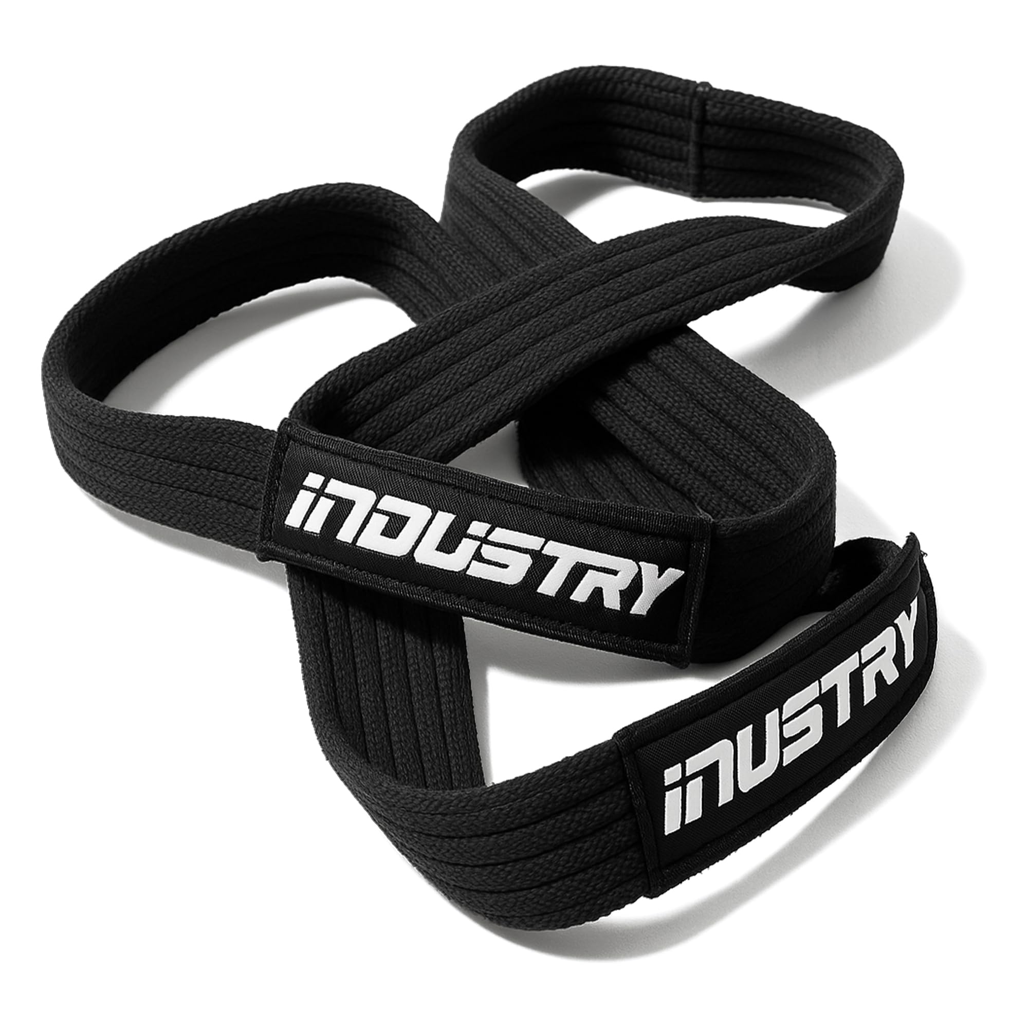 Industry Figure 8 Lifting Straps - Heavy-Duty Deadlift Wrist Wraps - Industrial Cotton Grip Support - Reinforced Gym Straps Weight Lifting - Powerlifting Bar Support Loops (Black, Regular Bar)
