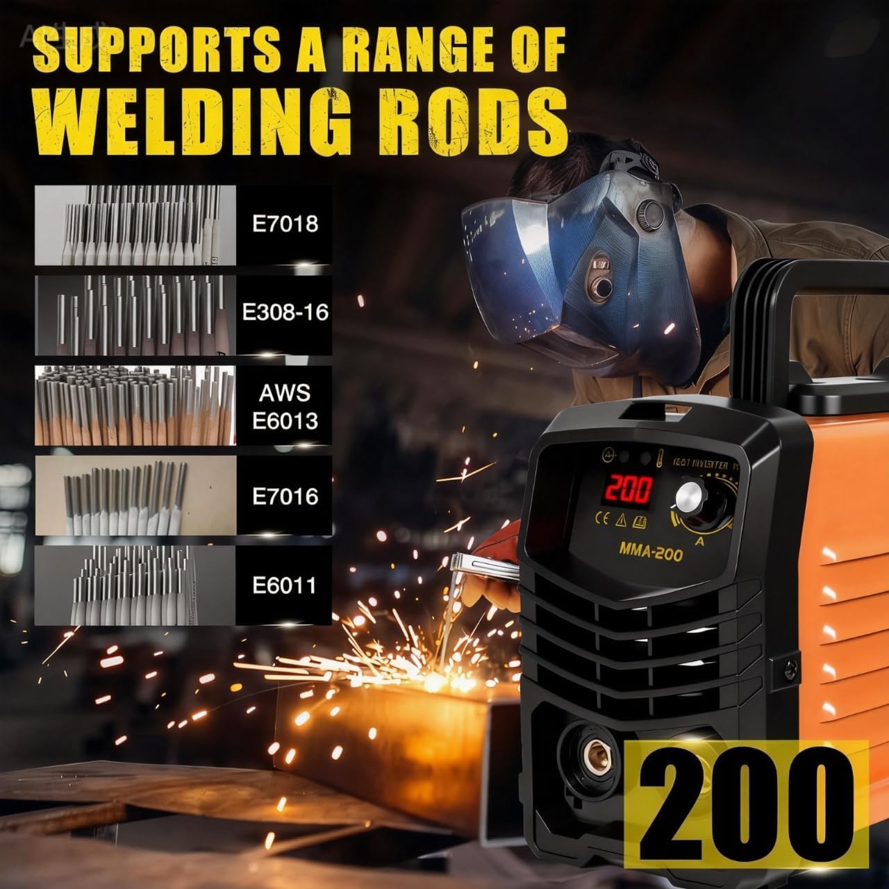 Portable 200A Stick Welding Machine (110V) — Clearance! Includes 25 Rods, IGBT Inverter Tech, Hot Start & Anti-Stick, Synergic Control for DIY Projects and Home Fixes– Only $39.99