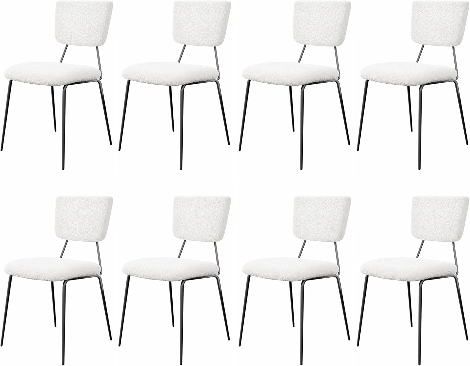 KATBOC Modern Dining Chairs Set of 8,Upholstered Boucle