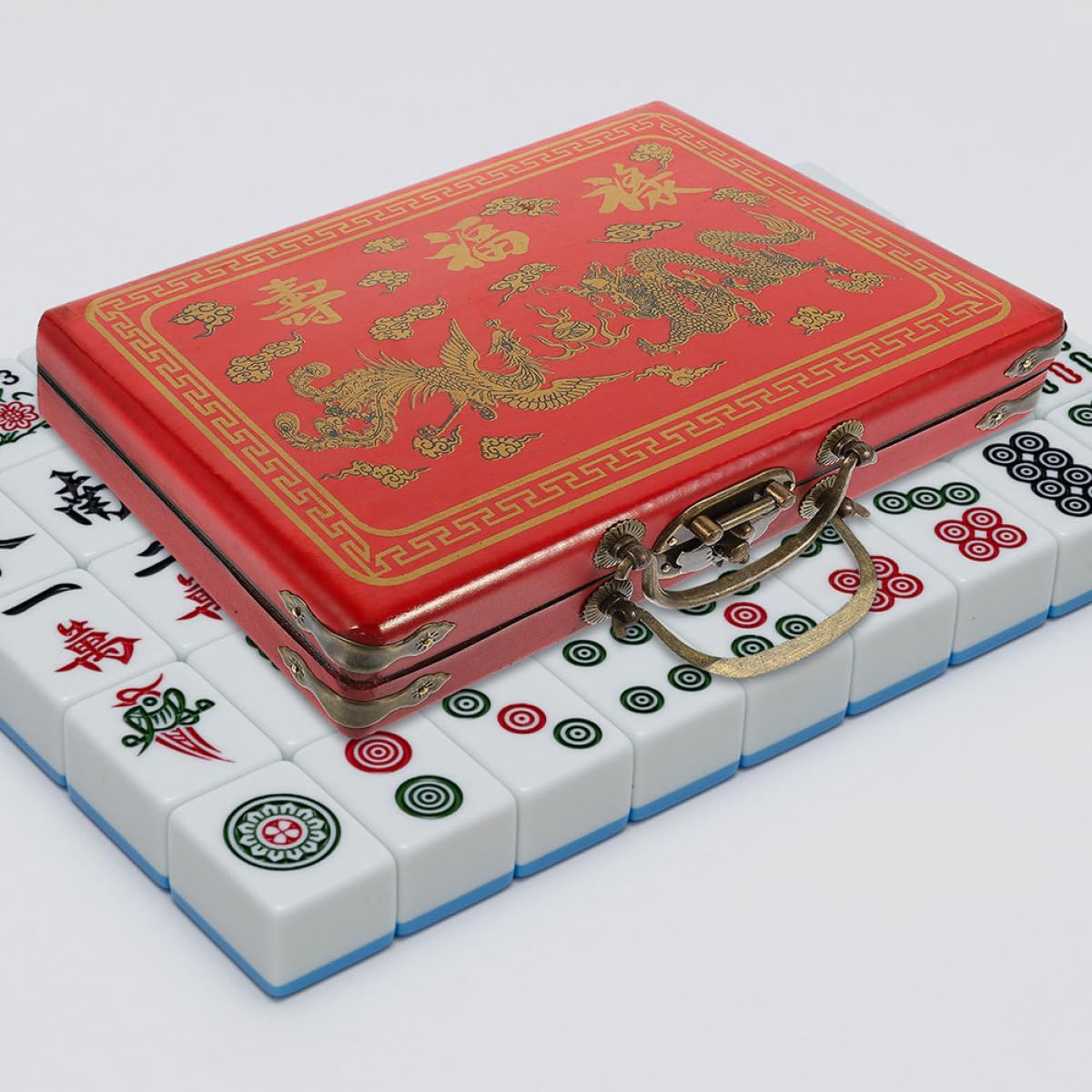 VALICLUD Caja de Almacenamiento de Madera y Pu Cierre Hermético Resistente y Ligera para Mahjong Vintage Adecuado para Viajes y Uso en Tiendas